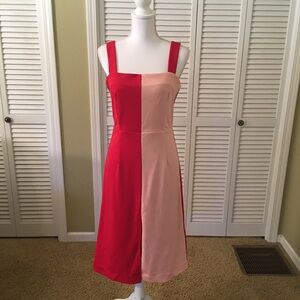 Alexia Admor Marissa Midi Red and Pink Colorblock Dress Size M